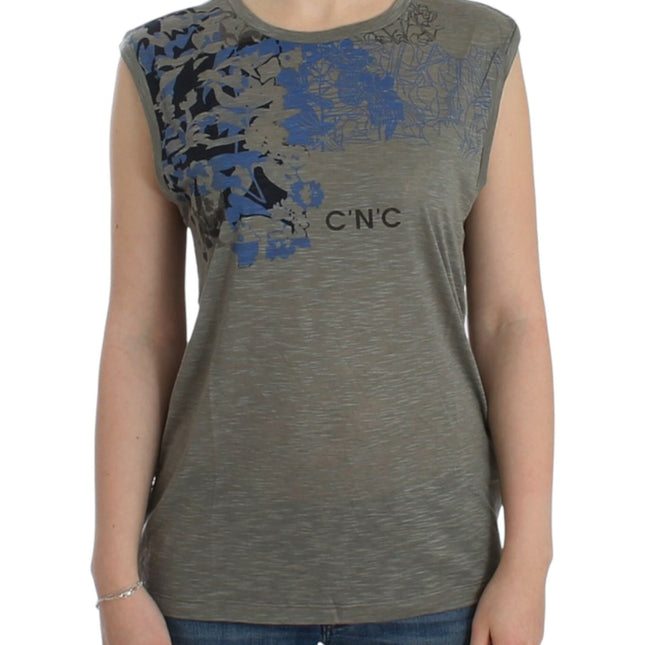 Costume National Gray print sleeveless t-shirt