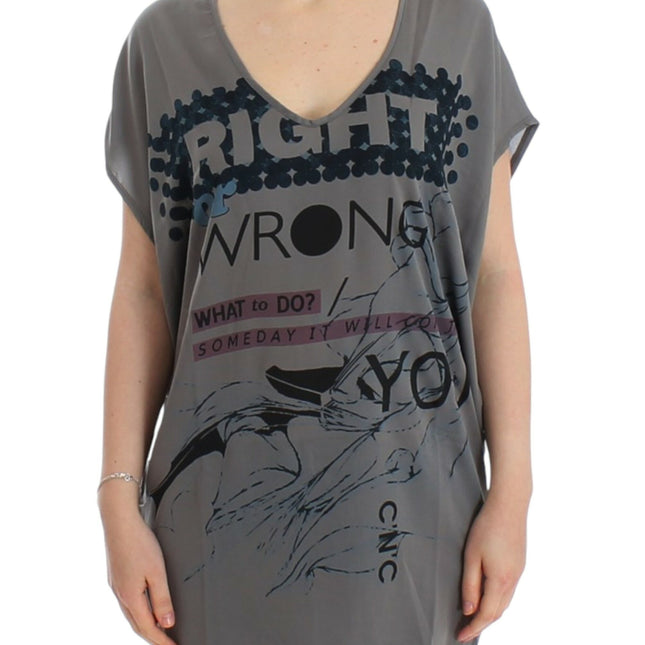 Costume National Gray V-neck long t-shirt