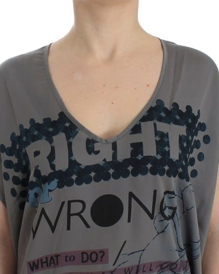 Costume National Gray V-neck long t-shirt