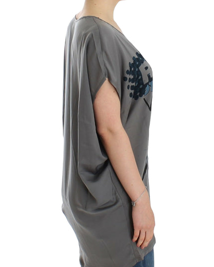 Costume National Gray V-neck long t-shirt