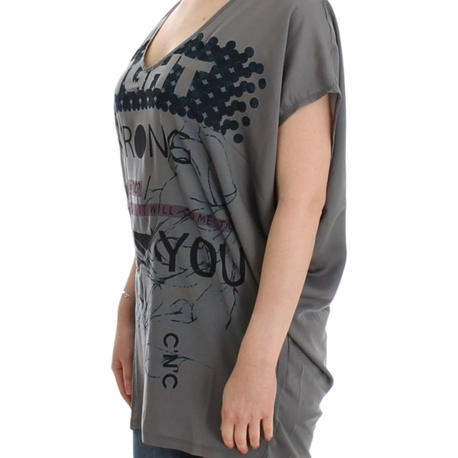 Costume National Gray V-neck long t-shirt