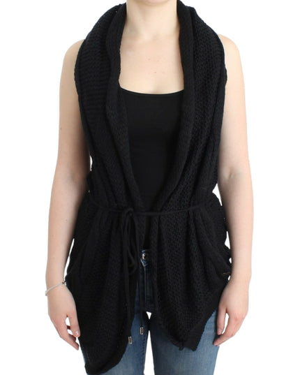 Costume National Black sleeveless knitted cardigan