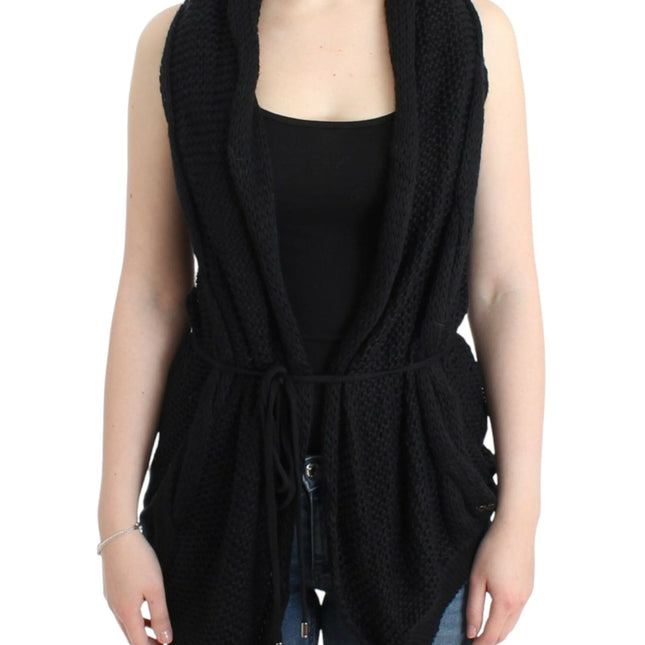 Costume National Black sleeveless knitted cardigan