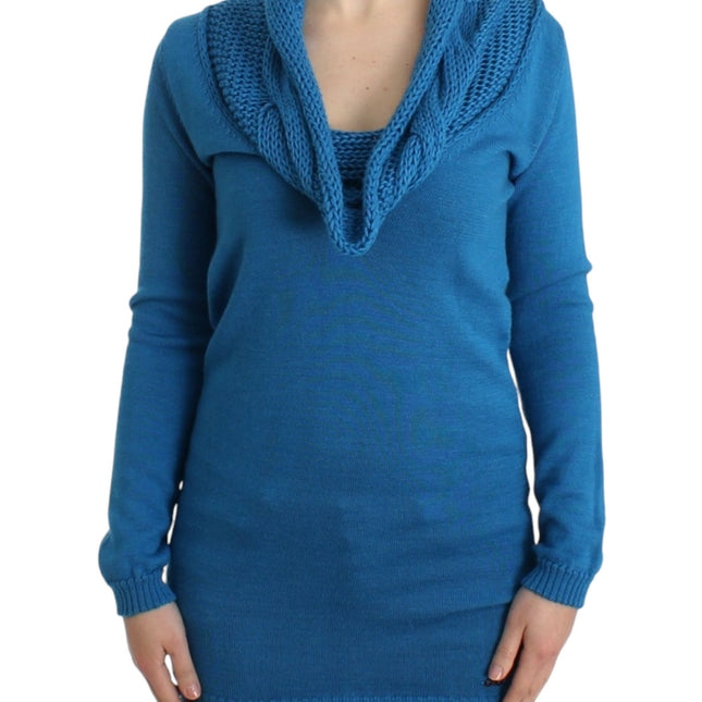Costume National Blue knitted scoopneck sweater
