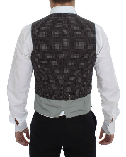 Dolce & Gabbana Gray Polka Dot Dress Vest Gilet Weste