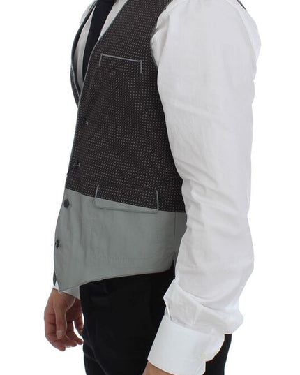 Dolce & Gabbana Gray Polka Dot Dress Vest Gilet Weste