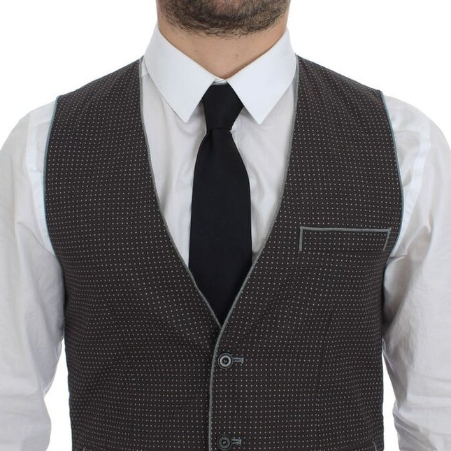 Dolce & Gabbana Gray Polka Dot Dress Vest Gilet Weste