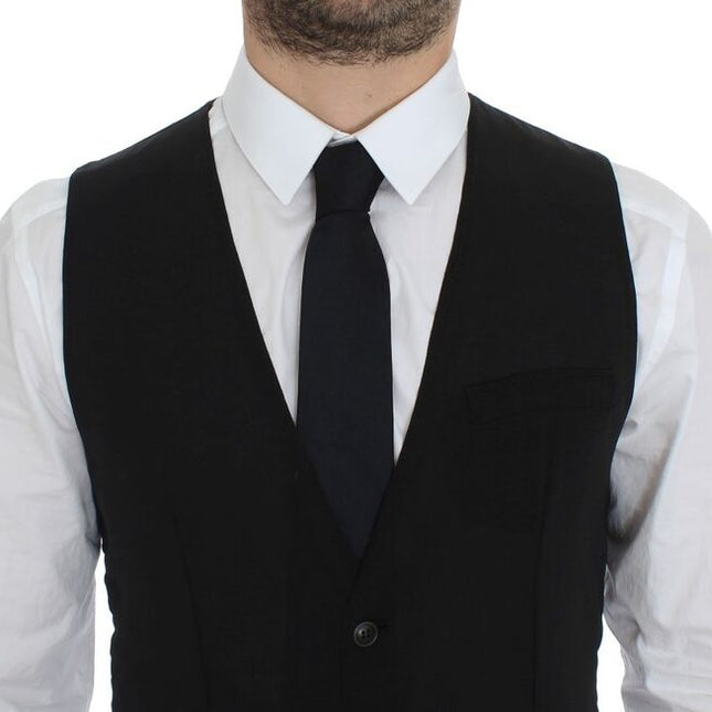 Dolce & Gabbana Black Wool Formal Dress Vest Gilet Jacket