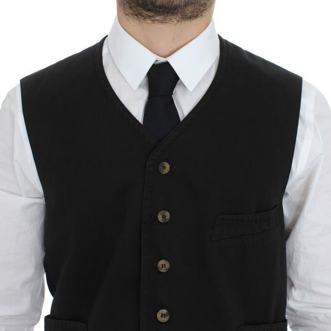Dolce & Gabbana Black Cotton Blend Dress Vest Gilet