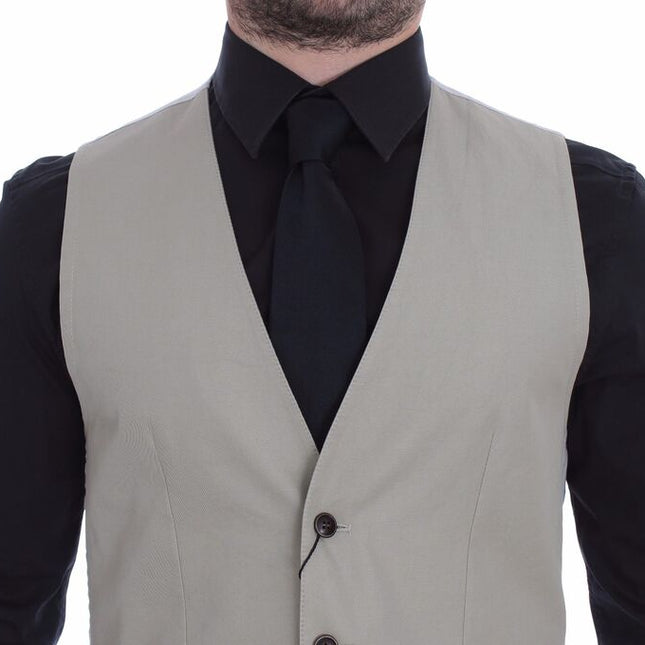Dolce & Gabbana Beige Silk Blend Dress Formal Vest Gilet