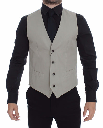 Dolce & Gabbana Beige Silk Blend Dress Formal Vest Gilet