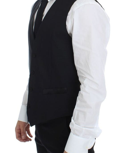 Dolce & Gabbana Black Wool Silk Stretch Dress Vest Blazer