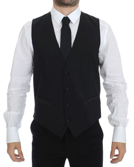 Dolce & Gabbana Black Wool Silk Stretch Dress Vest Blazer