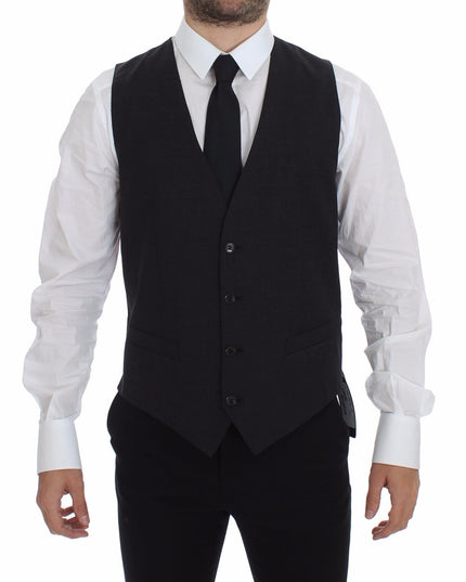 Dolce & Gabbana Gray Slim Fit Button Front Dress Formal Vest