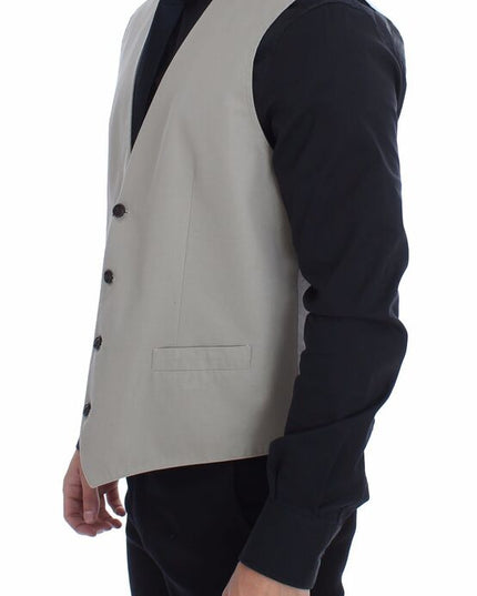 Dolce & Gabbana Beige Cotton Silk Blend Dress Vest Blazer