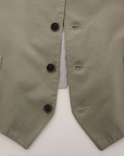 Dolce & Gabbana Beige Cotton Silk Blend Dress Vest Blazer