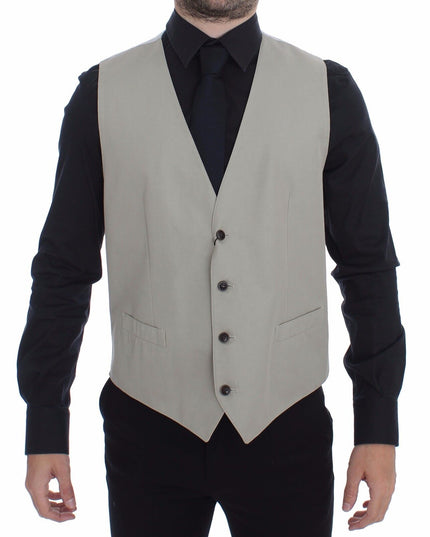 Dolce & Gabbana Beige Cotton Silk Blend Dress Vest Blazer