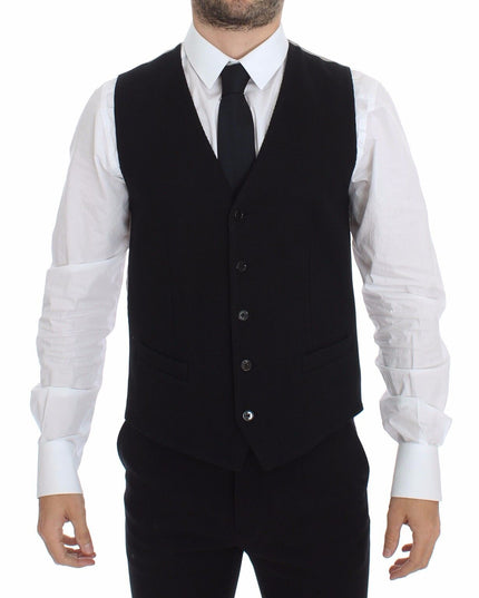 Dolce & Gabbana Black Cotton Dress Vest Blazer Jacket