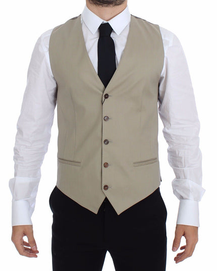 Dolce & Gabbana Beige Cotton Dress Vest Blazer Jacket