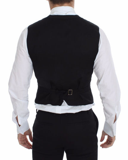 Dolce & Gabbana Black Flax Cotton Dress Vest Blazer