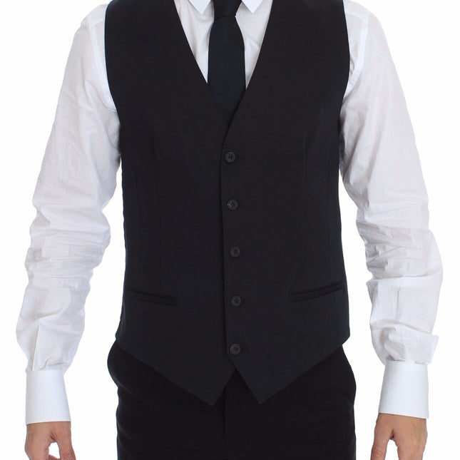 Dolce & Gabbana Blue Cotton Stretch Dress Vest Blazer