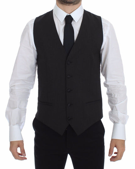 Dolce & Gabbana Gray Wool Stretch Dress Vest Jacket Blazer