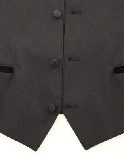 Dolce & Gabbana Black Wool Silk Stretch Dress Vest Blazer