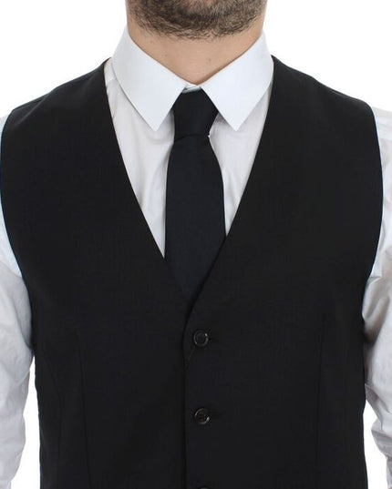 Dolce & Gabbana Black Wool Silk Stretch Dress Vest Blazer