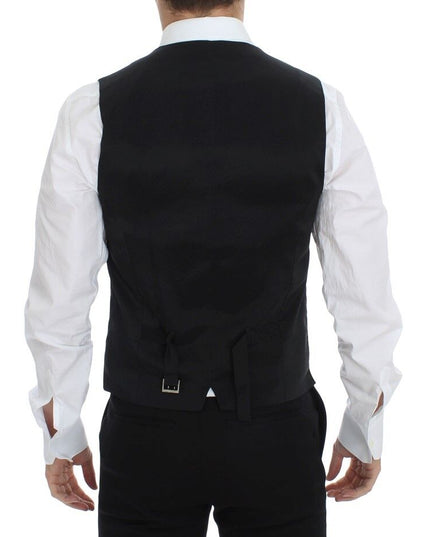 Dolce & Gabbana Black Wool Silk Stretch Dress Vest Blazer
