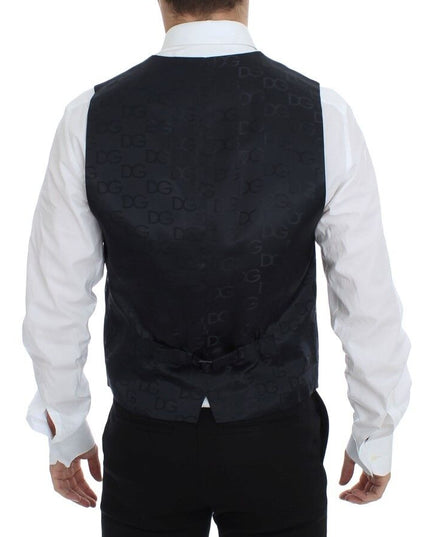 Dolce & Gabbana Blue Cotton Stretch Dress Vest Blazer