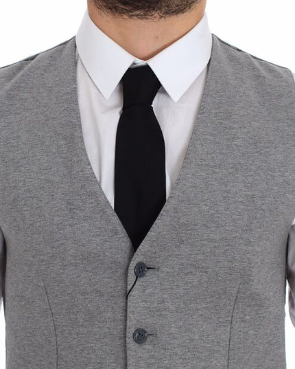 Dolce & Gabbana Gray Cotton Stretch Dress Vest Blazer