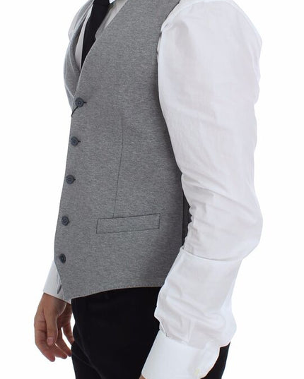 Dolce & Gabbana Gray Cotton Stretch Dress Vest Blazer