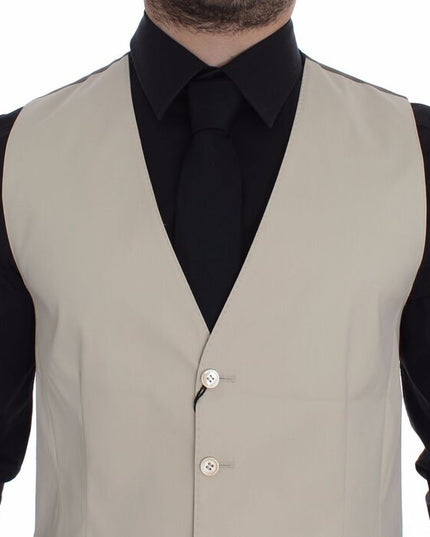 Dolce & Gabbana Beige Cotton Stretch Dress Vest Blazer