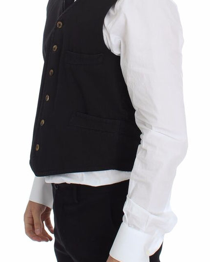 Dolce & Gabbana Black Cotton Viscose Dress Vest Blazer