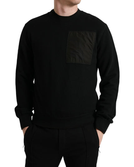 Dolce & Gabbana Black Cotton Crew Neck Men Pullover Sweater