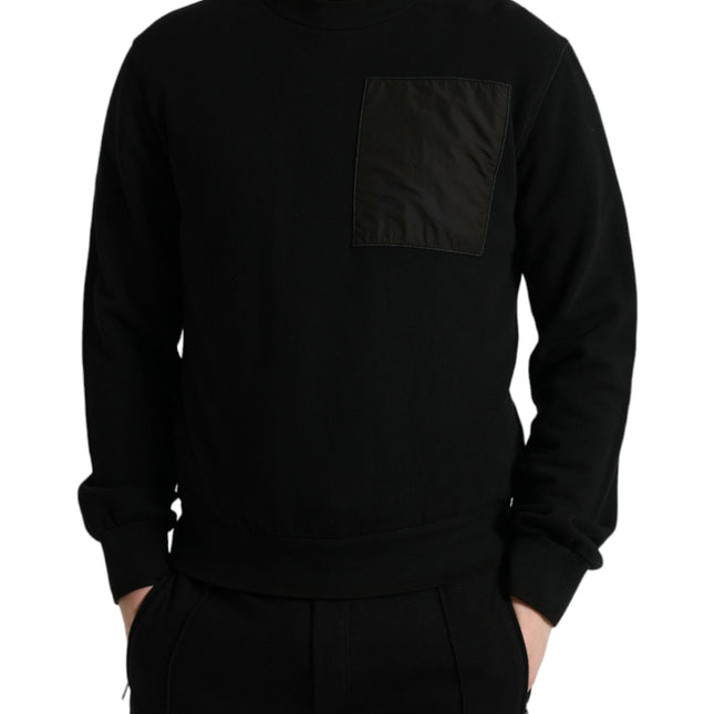 Dolce & Gabbana Black Cotton Crew Neck Men Pullover Sweater