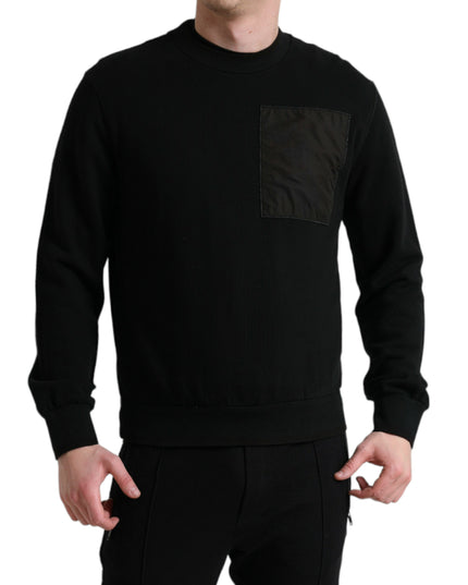 Dolce & Gabbana Black Cotton Crew Neck Men Pullover Sweater