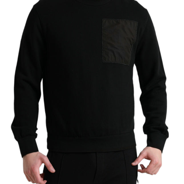 Dolce & Gabbana Black Cotton Crew Neck Men Pullover Sweater