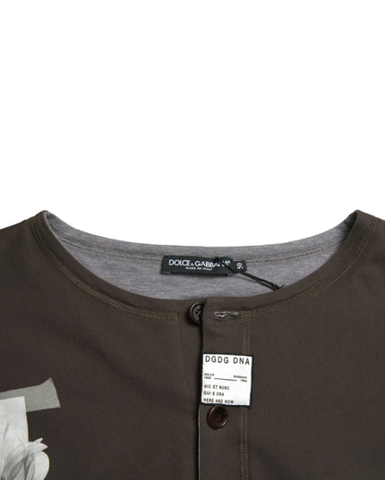 Dolce & Gabbana Dark Gray Cotton Button Down Pullover Sweater