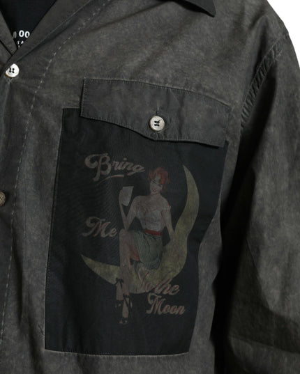 Dolce & Gabbana Dark Gray Cotton Collared Long Sleeves Shirt