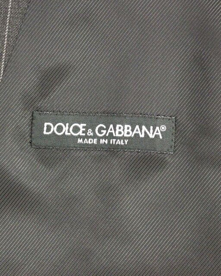 Dolce & Gabbana Gray Striped Wool Single Breasted Vest