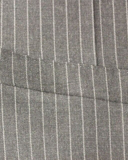 Dolce & Gabbana Gray Striped Wool Single Breasted Vest