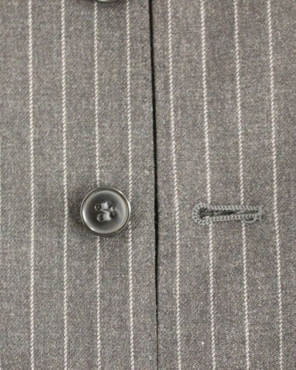 Dolce & Gabbana Gray Striped Wool Single Breasted Vest