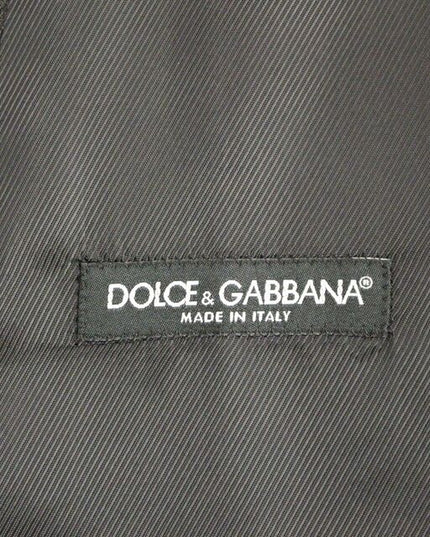 Dolce & Gabbana Gray Striped Wool Logo Vest Gilet Weste