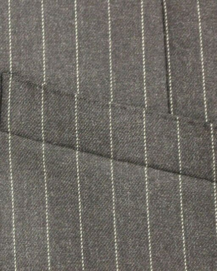 Dolce & Gabbana Gray Striped Wool Logo Vest Gilet Weste