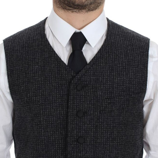 Dolce & Gabbana Gray Wool Blend Vest Gilet Weste