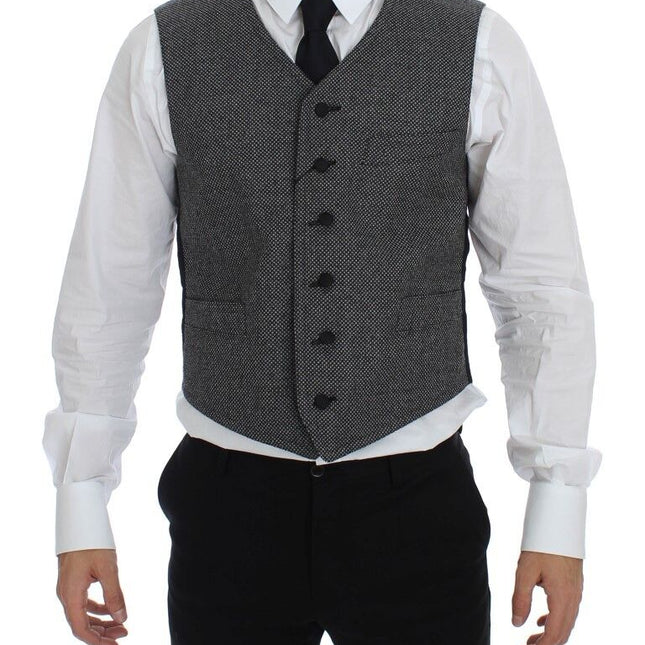 Dolce & Gabbana Gray Cotton Blend Logo Vest Gilet Weste