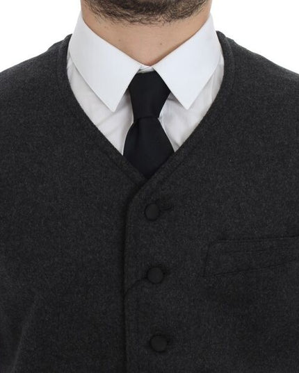 Dolce & Gabbana Gray Wool Blend Logo Vest Gilet Weste