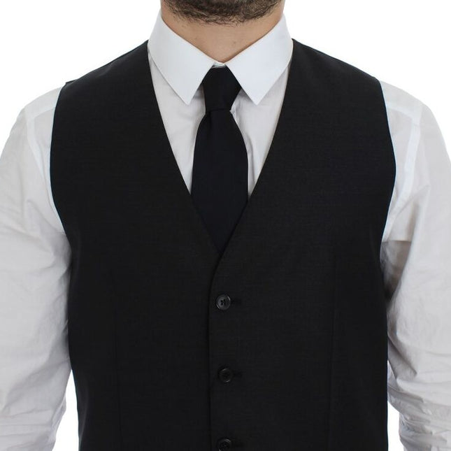 Dolce & Gabbana Gray Wool Silk Dress Vest Gilet Weste