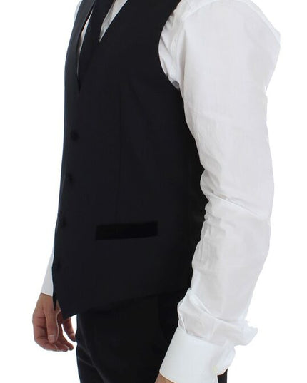 Dolce & Gabbana Black Wool Formal Dress Vest Gilet Weste
